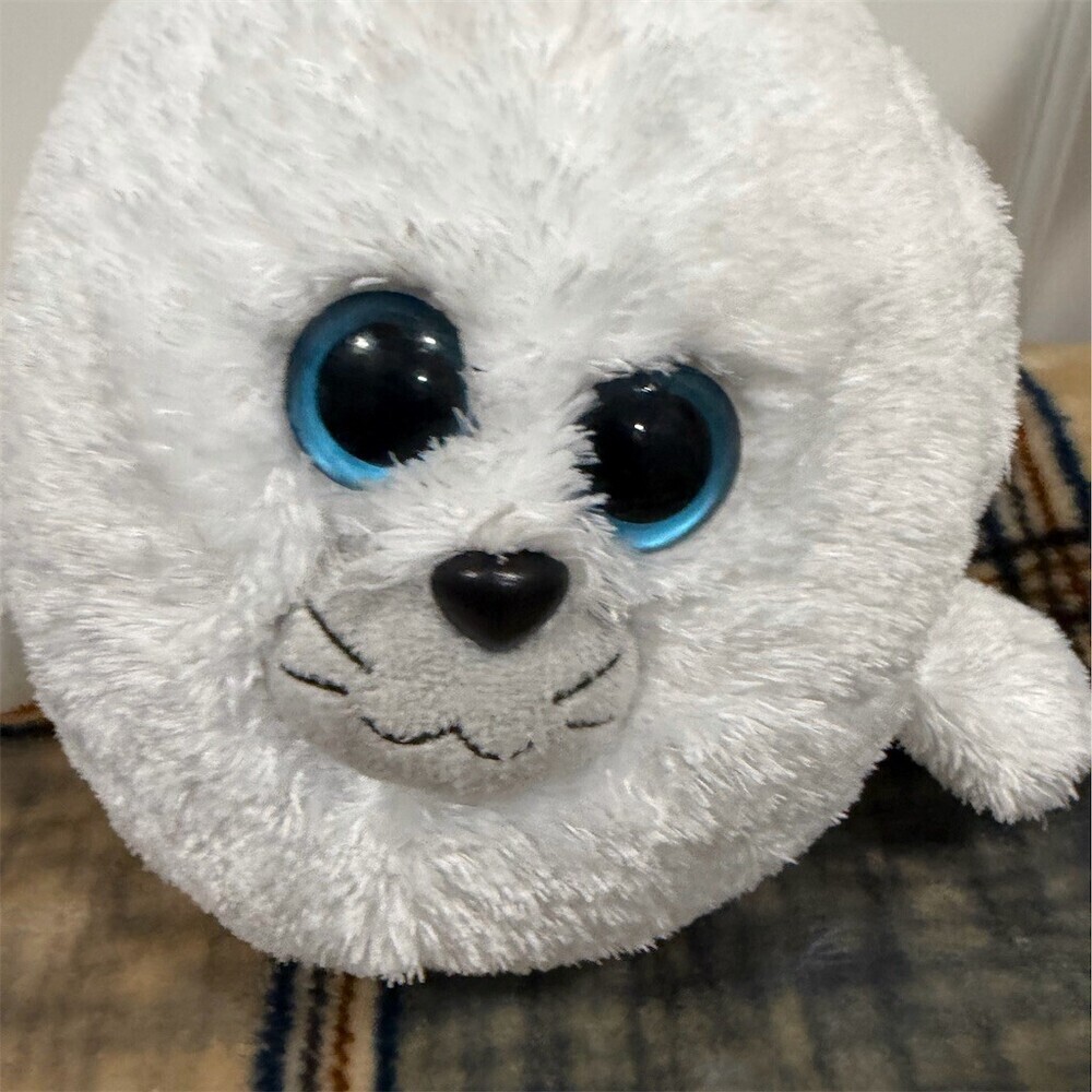 Ty Beanie Ballz Seymour White Seal Plush Stuffed Animal Toy Small - Picture 3 of 7